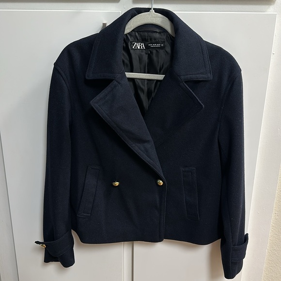 ZARA Double Breasted Navy Jacket - Picture 4 of 10